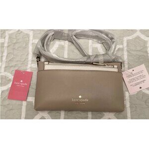 Kate Spade Sadie Saffiano Leather Top Zip Beige/Tusk Crossbody Set Bag K7402